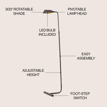 Cotys 66" MidCentury Industrial Metal Adjustable Pharmacy LED Floor Lamp - JONATHAN Y